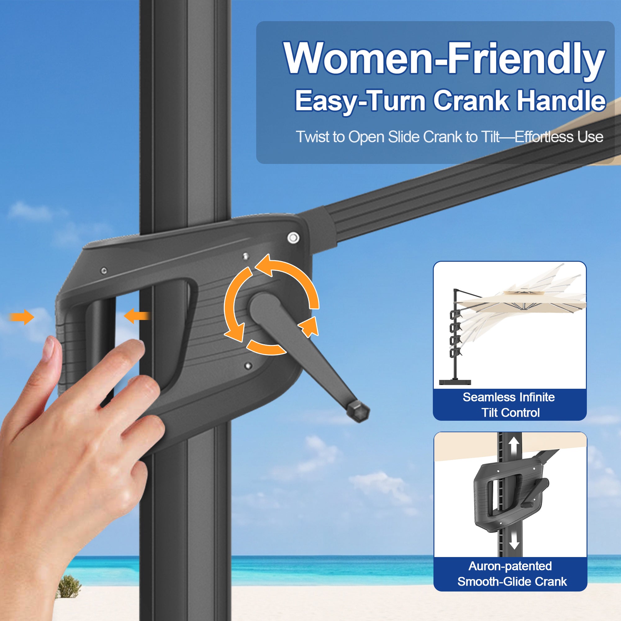 Heavy-Duty Cantilever Umbrella with Cross Base — Powder-Coated Aluminium Frame for Garden, Patio & Poolside