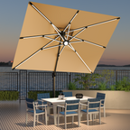 LED Cantilever Umbrella with Integrated Ribline Lighting for Outdoor Dining, Poolside Lounging & Garden Evenings