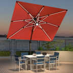 LED Cantilever Umbrella with Integrated Ribline Lighting for Outdoor Dining, Poolside Lounging & Garden Evenings