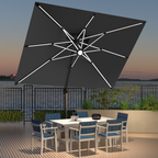 LED Cantilever Umbrella with Integrated Ribline Lighting for Outdoor Dining, Poolside Lounging & Garden Evenings