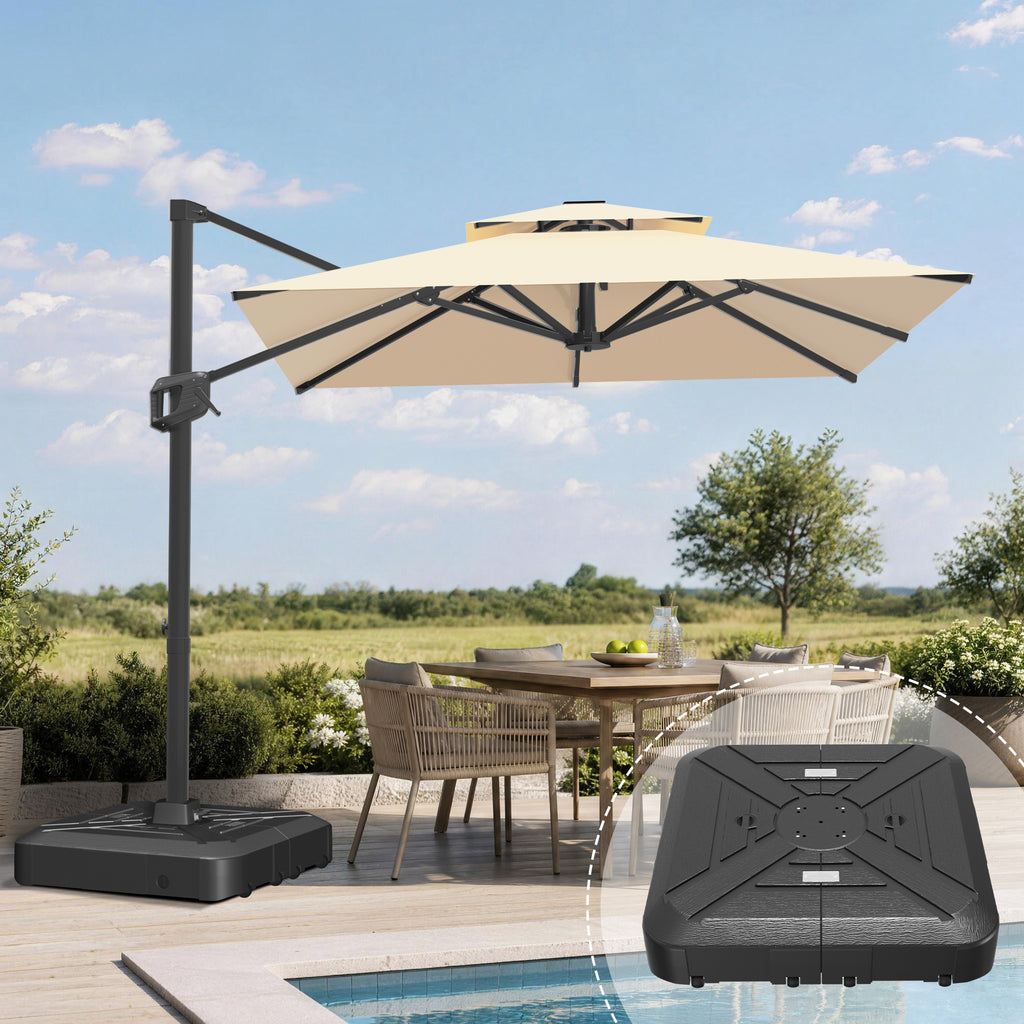 Heavy-Duty Cantilever Umbrella with Cross Base — Powder-Coated Aluminium Frame for Garden, Patio & Poolside