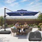 LED Cantilever Umbrella with Integrated Ribline Lighting for Outdoor Dining, Poolside Lounging & Garden Evenings