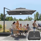 Cantilever Umbrella with Integrated Solar LED Bead Lights for Patios, Poolside Lounging & Garden Evenings