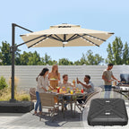 Cantilever Umbrella with Integrated Solar LED Bead Lights for Patios, Poolside Lounging & Garden Evenings