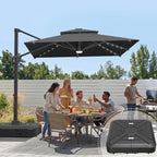 Cantilever Umbrella with Integrated Solar LED Bead Lights for Patios, Poolside Lounging & Garden Evenings