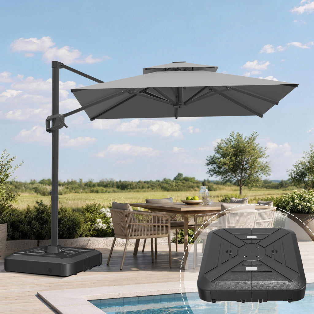 Heavy-Duty Cantilever Umbrella with Cross Base — Powder-Coated Aluminium Frame for Garden, Patio & Poolside