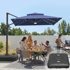 Cantilever Umbrella with Integrated Solar LED Bead Lights for Patios, Poolside Lounging & Garden Evenings
