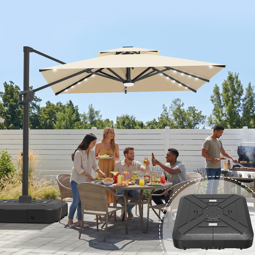 Heavy-Duty Cantilever Umbrella with Cross Base — Powder-Coated Aluminium Frame for Garden, Patio & Poolside