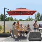 Cantilever Umbrella with Integrated Solar LED Bead Lights for Patios, Poolside Lounging & Garden Evenings