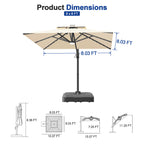Cantilever Umbrella with Integrated Solar LED Bead Lights for Patios, Poolside Lounging & Garden Evenings