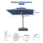 Cantilever Umbrella with Integrated Solar LED Bead Lights for Patios, Poolside Lounging & Garden Evenings