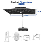 Cantilever Umbrella with Integrated Solar LED Bead Lights for Patios, Poolside Lounging & Garden Evenings