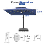 Cantilever Umbrella with Integrated Solar LED Bead Lights for Patios, Poolside Lounging & Garden Evenings