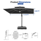 Cantilever Umbrella with Integrated Solar LED Bead Lights for Patios, Poolside Lounging & Garden Evenings