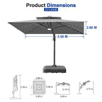 Cantilever Umbrella with Integrated Solar LED Bead Lights for Patios, Poolside Lounging & Garden Evenings