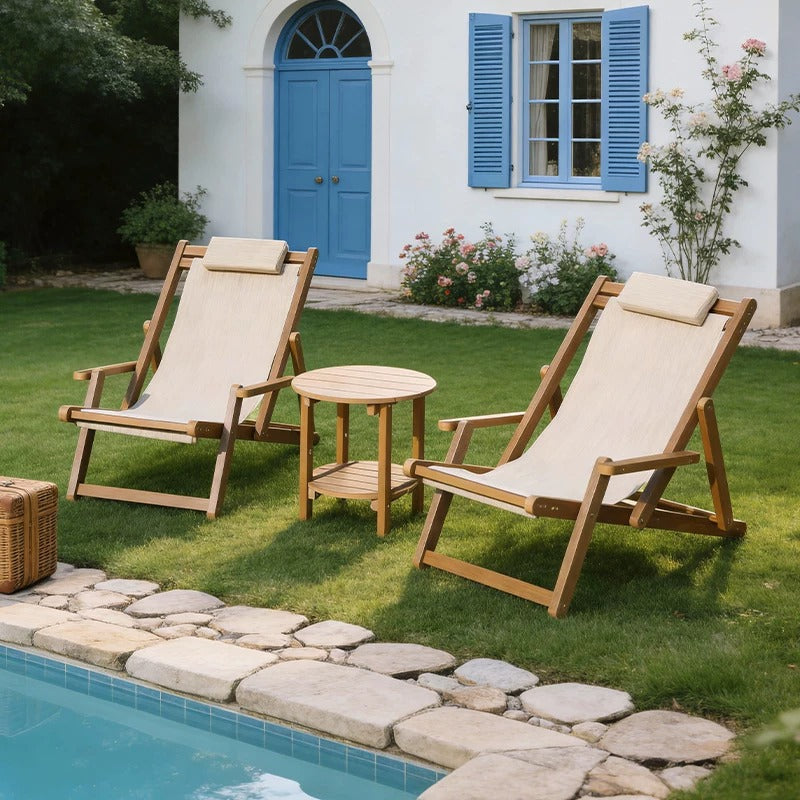 Outdoor Patio Folding Lounge Chair – Waterproof & UV Resistant Garden Recliner for Poolside, Beach & Resort Use