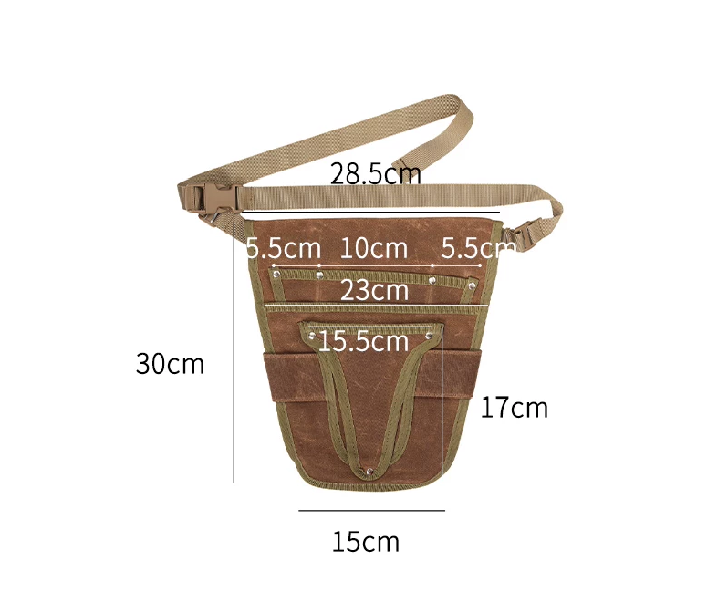 Waxed Canvas Garden Tool Belt – Premium Gardening Tool Organizer with Multi-Pocket Waist Pouch