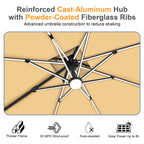 LED Cantilever Umbrella with Integrated Ribline Lighting for Outdoor Dining, Poolside Lounging & Garden Evenings
