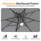 Cantilever Umbrella with Integrated Solar LED Bead Lights for Patios, Poolside Lounging & Garden Evenings