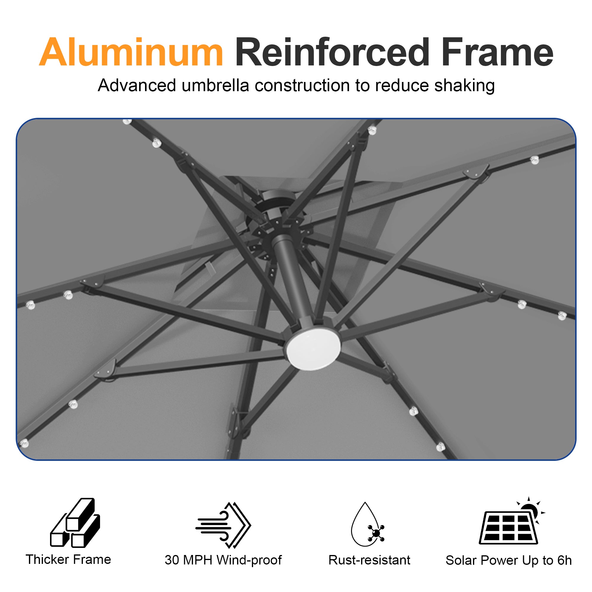 Cantilever Umbrella with Integrated Solar LED Bead Lights for Patios, Poolside Lounging & Garden Evenings