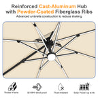 LED Cantilever Umbrella with Integrated Ribline Lighting for Outdoor Dining, Poolside Lounging & Garden Evenings