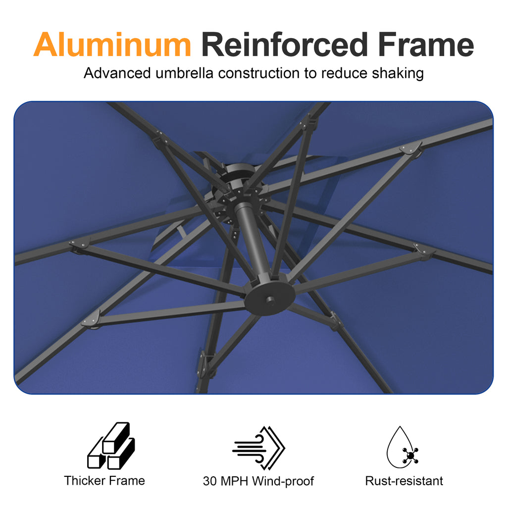 Heavy-Duty Cantilever Umbrella with Cross Base — Powder-Coated Aluminium Frame for Garden, Patio & Poolside