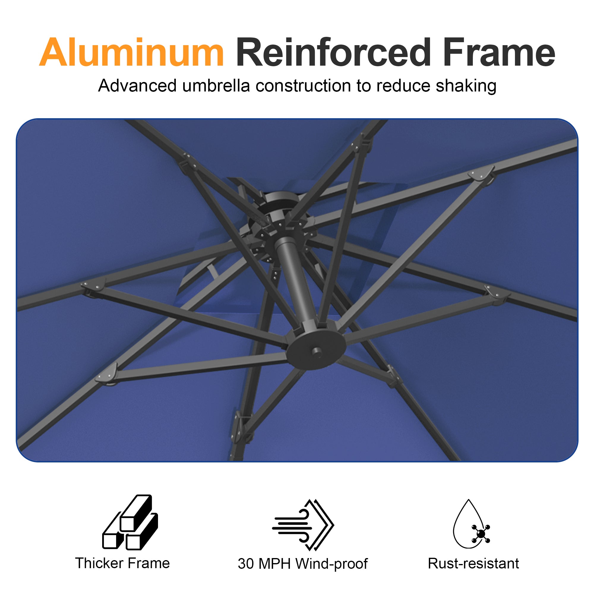Heavy-Duty Cantilever Umbrella with Cross Base — Powder-Coated Aluminium Frame for Garden, Patio & Poolside
