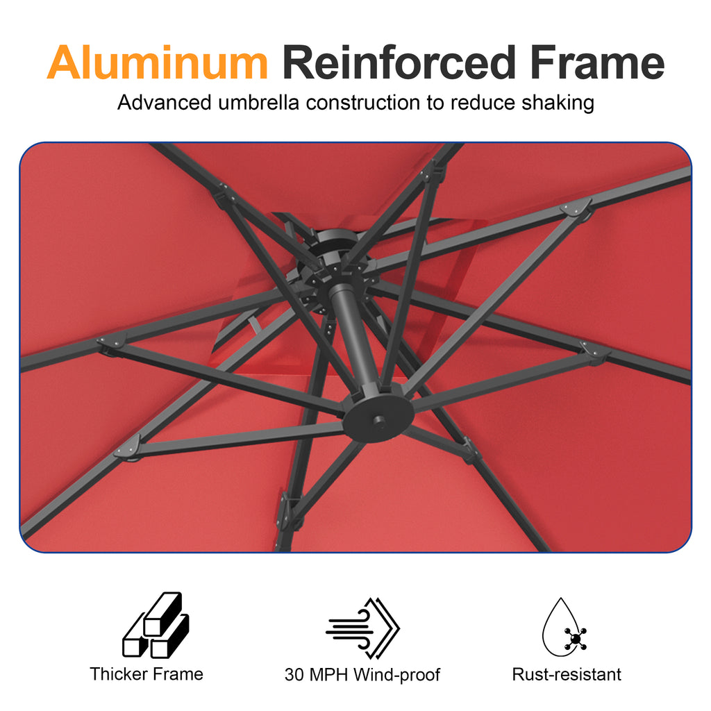 Heavy-Duty Cantilever Umbrella with Cross Base — Powder-Coated Aluminium Frame for Garden, Patio & Poolside