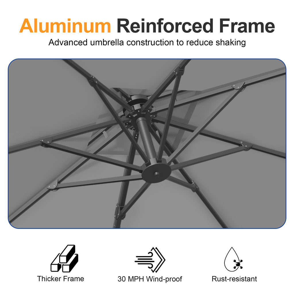 Heavy-Duty Cantilever Umbrella with Cross Base — Powder-Coated Aluminium Frame for Garden, Patio & Poolside