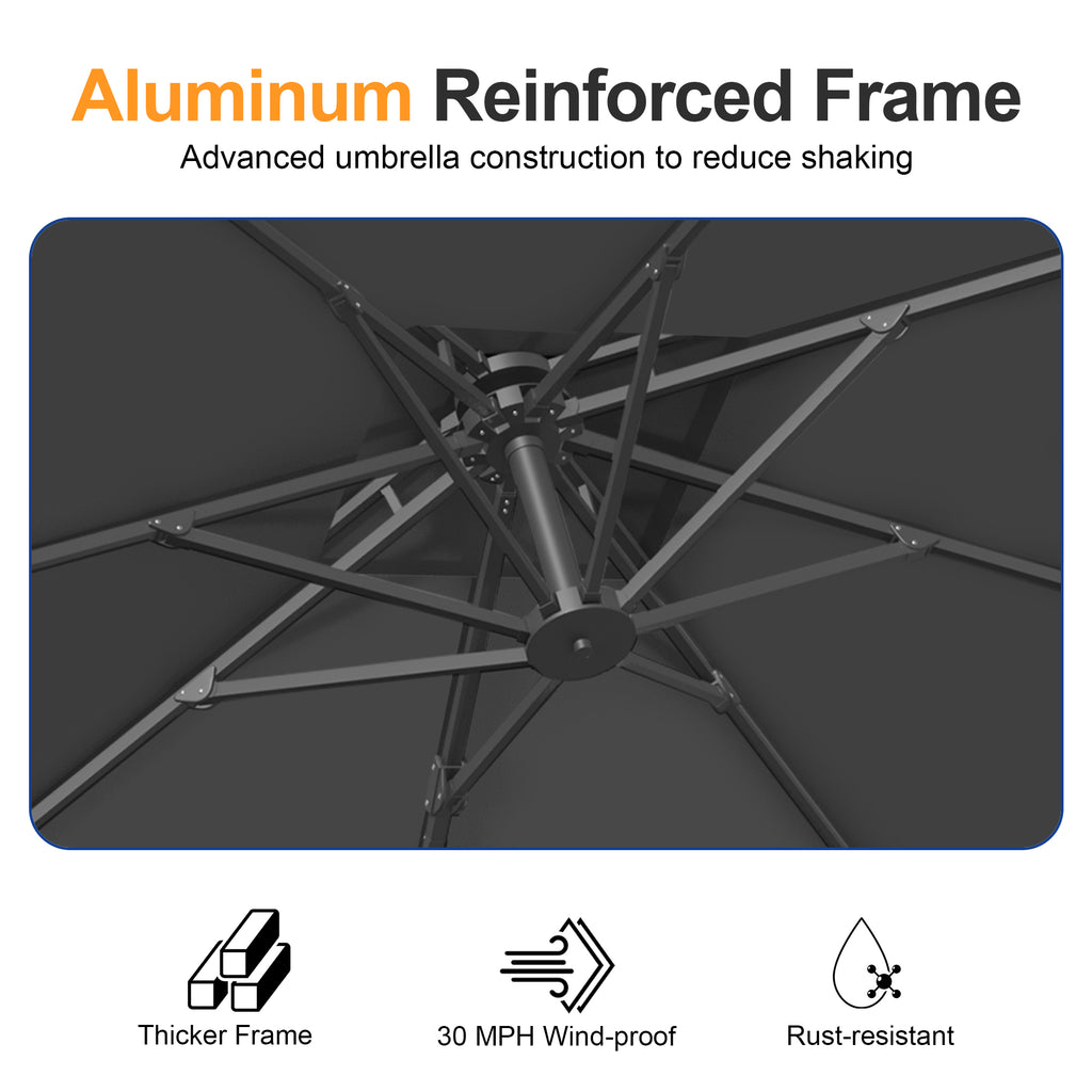 Heavy-Duty Cantilever Umbrella with Cross Base — Powder-Coated Aluminium Frame for Garden, Patio & Poolside