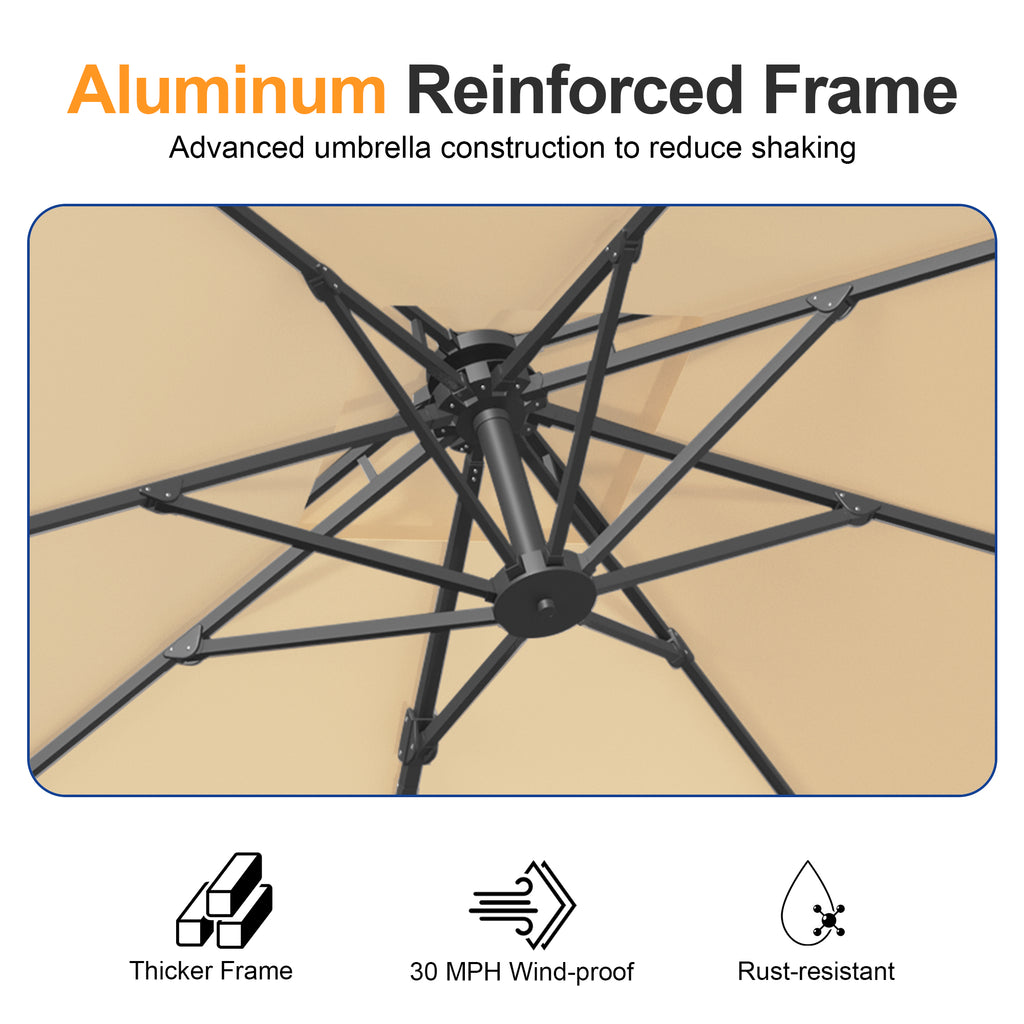 Heavy-Duty Cantilever Umbrella with Cross Base — Powder-Coated Aluminium Frame for Garden, Patio & Poolside