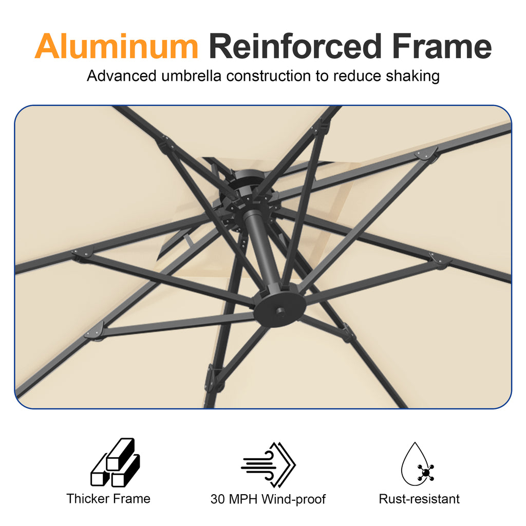 Heavy-Duty Cantilever Umbrella with Cross Base — Powder-Coated Aluminium Frame for Garden, Patio & Poolside