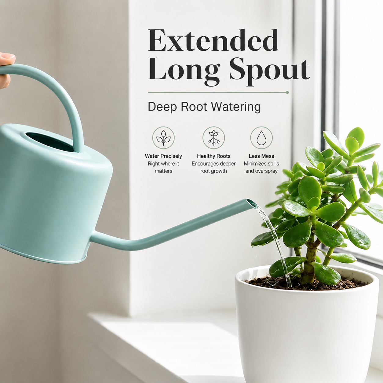 Long Spout Watering Can for Garden – Household Plant Watering Can with Precision Pour Spout for Balcony, Patio & Indoor Plants