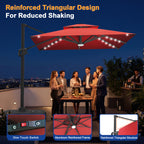 Cantilever Umbrella with Integrated Solar LED Bead Lights for Patios, Poolside Lounging & Garden Evenings