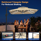 Cantilever Umbrella with Integrated Solar LED Bead Lights for Patios, Poolside Lounging & Garden Evenings