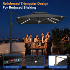 Cantilever Umbrella with Integrated Solar LED Bead Lights for Patios, Poolside Lounging & Garden Evenings