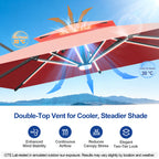 LED Cantilever Umbrella with Integrated Ribline Lighting for Outdoor Dining, Poolside Lounging & Garden Evenings