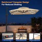 Cantilever Umbrella with Integrated Solar LED Bead Lights for Patios, Poolside Lounging & Garden Evenings