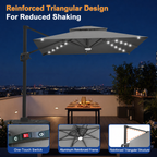 Cantilever Umbrella with Integrated Solar LED Bead Lights for Patios, Poolside Lounging & Garden Evenings
