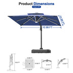 LED Cantilever Umbrella with Integrated Ribline Lighting for Outdoor Dining, Poolside Lounging & Garden Evenings