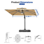 LED Cantilever Umbrella with Integrated Ribline Lighting for Outdoor Dining, Poolside Lounging & Garden Evenings