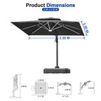 LED Cantilever Umbrella with Integrated Ribline Lighting for Outdoor Dining, Poolside Lounging & Garden Evenings