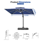 LED Cantilever Umbrella with Integrated Ribline Lighting for Outdoor Dining, Poolside Lounging & Garden Evenings