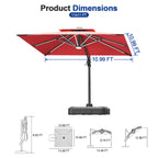 LED Cantilever Umbrella with Integrated Ribline Lighting for Outdoor Dining, Poolside Lounging & Garden Evenings