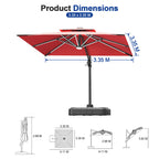 LED Cantilever Umbrella with Integrated Ribline Lighting for Outdoor Dining, Poolside Lounging & Garden Evenings