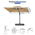 LED Cantilever Umbrella with Integrated Ribline Lighting for Outdoor Dining, Poolside Lounging & Garden Evenings