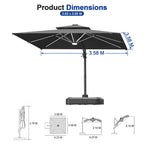 LED Cantilever Umbrella with Integrated Ribline Lighting for Outdoor Dining, Poolside Lounging & Garden Evenings