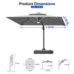 LED Cantilever Umbrella with Integrated Ribline Lighting for Outdoor Dining, Poolside Lounging & Garden Evenings