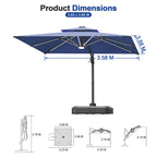 LED Cantilever Umbrella with Integrated Ribline Lighting for Outdoor Dining, Poolside Lounging & Garden Evenings
