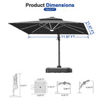 LED Cantilever Umbrella with Integrated Ribline Lighting for Outdoor Dining, Poolside Lounging & Garden Evenings